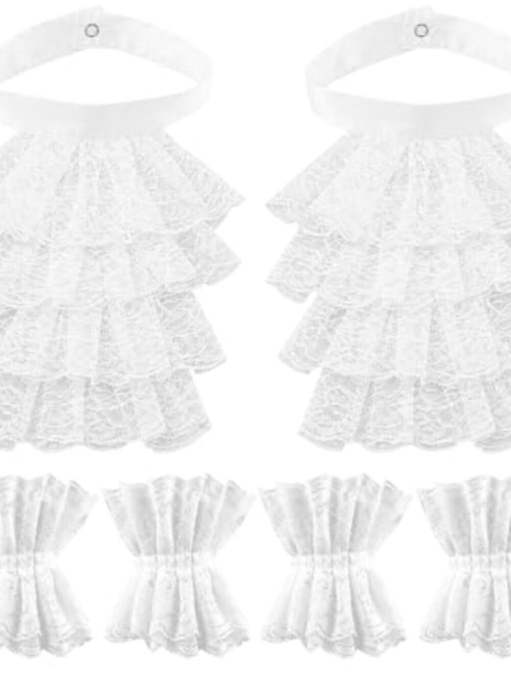 Victorian Lace Ruffle Collar and Cuff Set Costume Accessory